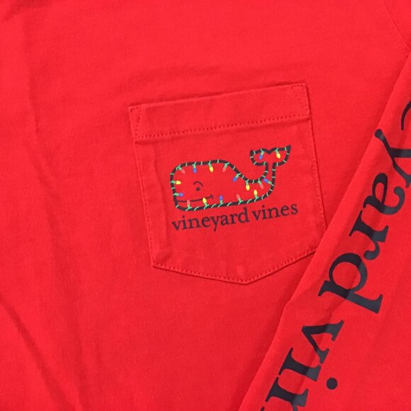Women's Classic Vineyard Vines Whale Logo Box Long-Sleeve Pocket Tee Christmas S - Picture 5 of 8